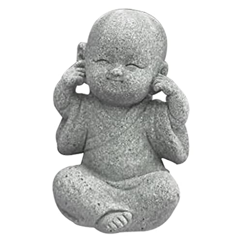 perfk Niedliche kleine Buddha Statuen Mönch Figuren Zen Garten Skulpturen Tee Tablett Figurine für Outdoor Dekoration Ornament Tra - Nicht zuhören von perfk