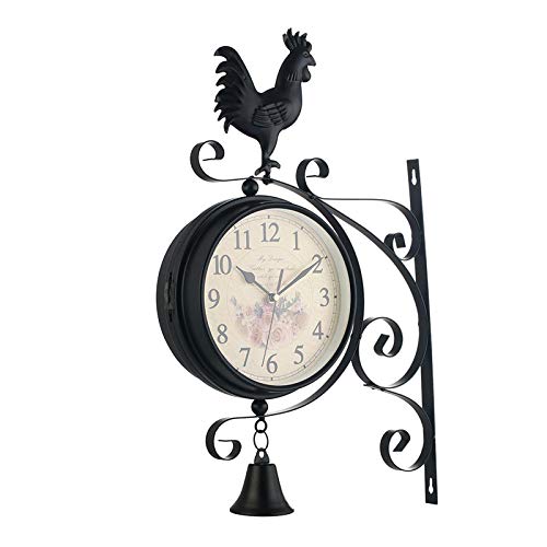 perfk Outdoor Garten Uhr Wetterfeste Wanduhr Doppelseitige mit Außerhalb Halterung 31x50cm von perfk