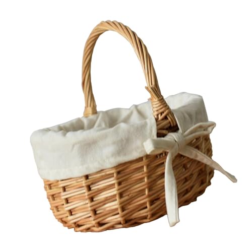 perfk Picknickkorb aus Weide, Aufbewahrungskorb aus Weide, Rustikaler Aufbewahrungskorb aus Rattan, Geflochtener Korb aus Weide für Hochzeiten, Sandwiches von perfk