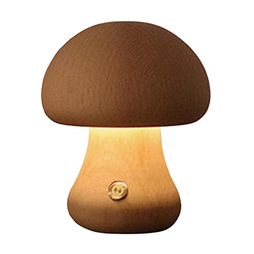 perfk Pilz-Tischlampe, Nachtlicht, Touch-Dekor, Holz, kreative USB-Nachttischlampe, Tischlampe für Restaurant, Bar, Schlafsaal, Esszimmer, Nachttisch, C Buche von perfk