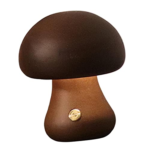 perfk Pilz-Tischlampe, Nachtlicht, Touch-Dekor, Holz, kreative USB-Nachttischlampe, Tischlampe für Restaurant, Bar, Schlafsaal, Esszimmer, Nachttisch, C Walnuss von perfk