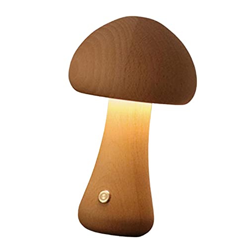 perfk Pilz-Tischlampe, Nachtlicht, Touch-Dekor, Holz, kreative USB-Nachttischlampe, Tischlampe für Restaurant, Bar, Schlafsaal, Esszimmer, Nachttisch, Eine Buche von perfk