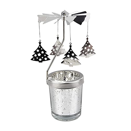 perfk Romantischer rotierender Kerzenhalter Teelichthalter Teelichthalter Kerzenhalter für Weihnachten Kamin Zuhause Tischdekoration, Baum von perfk