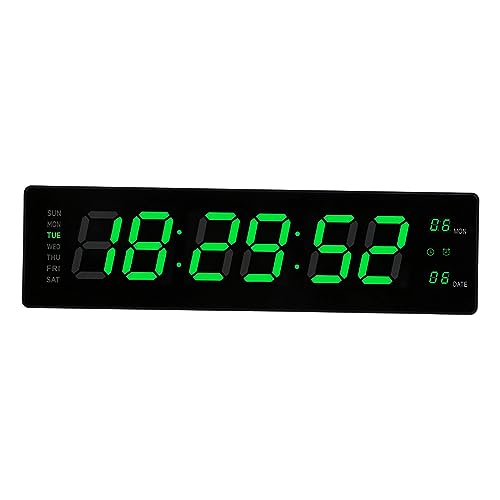 perfk Schreibtisch-Digitaluhr mit Datum, Schlummerkalender, Moderne Tisch-LED-Weckeranzeige für Büro, Erwachsene, Wohnzimmer, Lernheim, GRÜN von perfk