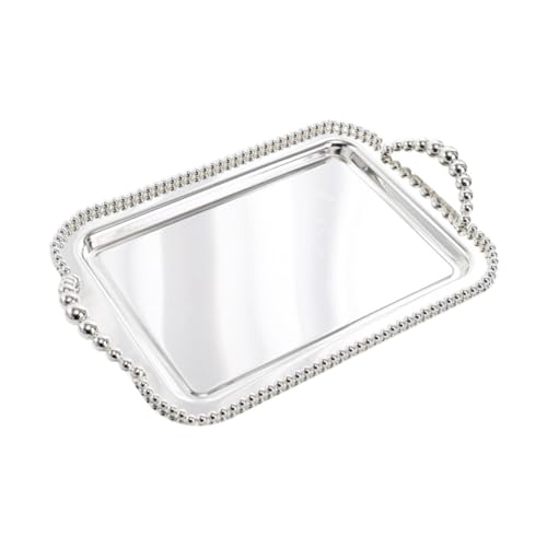 perfk Serviertablett mit Griffen, luxuriöses Desserttablett, Mehrzweck-Lebensmitteltablett, Schmucktablett für Wohnzimmer, Zuhause, Party, Büro, Silber von perfk