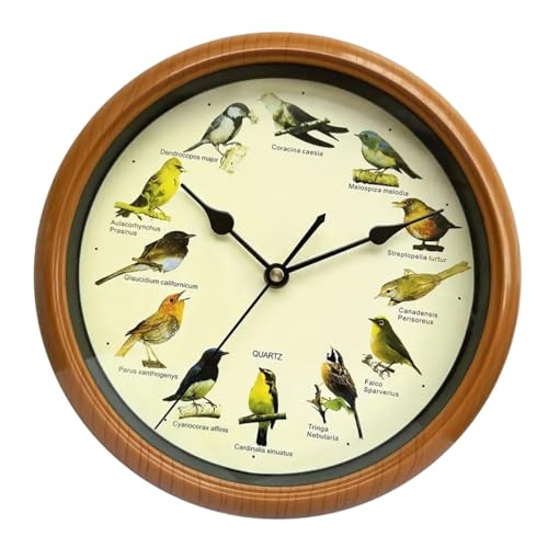 perfk Singende Vogel-Wanduhr, dekorative Uhr, 25,4 cm, Ornamente, leise, kreative Wandbehang-Uhr, Dekor für Schlafzimmer, Wohnzimmer perfk Singende Vogel-Wanduhr, dekorative Uhr, 25,4 cm, Ornamente, leise, kreative Wandbehang-Uhr, Dekor für Schlafzimmer, Wohnzimmer von perfk