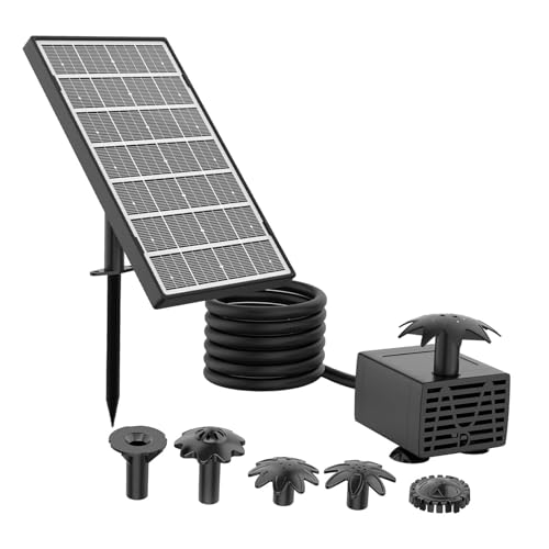 perfk Solar-Springbrunnenpumpe mit Mehreren Düsen, freistehend, dekorativ, 3,5 W, solarbetrieben, für Terrasse, Teich, Vogelbad perfk Solar-Springbrunnenpumpe mit Mehreren Düsen, freistehend, dekorativ, 3,5 W, solarbetrieben, für Terrasse, Teich, Vogelbad von perfk