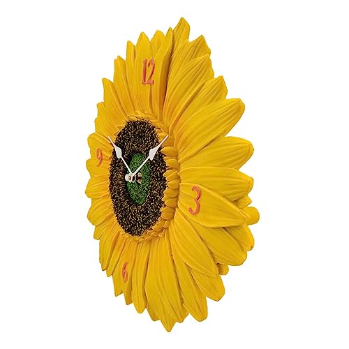 perfk Sonnenblumen-Wanduhr, dekorative Wanduhren, geräuschlos, Nicht, wasserdicht, niedliche 30,5 cm große Uhr, Outdoor-Uhr für Badezimmer, von perfk