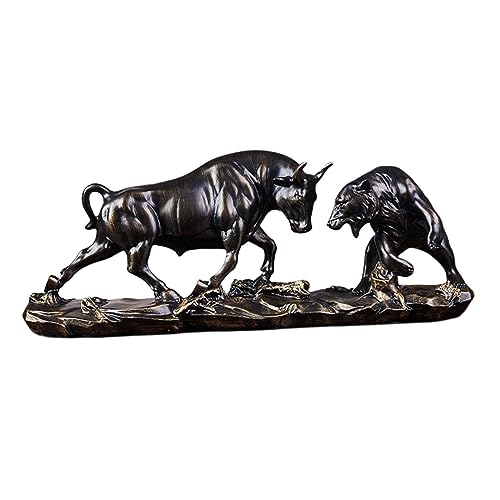 perfk Stier- und kampffigur, und Stierstatue, Kuhfigur, Dekoration, Viehskulpturen für Zuhause, Regal, Büro, Geschenke für Finanzmakler, Kupfer 28x8x11,5cm von perfk