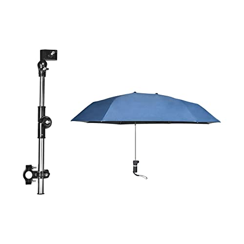perfk Stuhlschirm, Sonnenschutz, Regenschirm, Verstellbarer Regenschirm, Sonnenschirm mit Klemme, Kinderwagenschirm für Wagen, Golfwagen, Rollstuhl, Blaue Einzelschicht von perfk