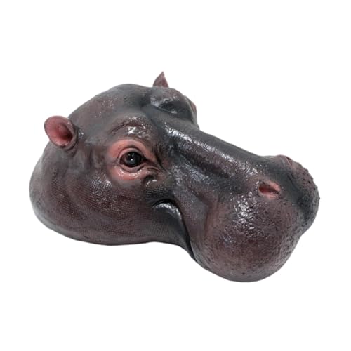 perfk Schwimmender Nilpferd-Kopf Teichdekoration - Realistische Gartenstatue aus Harz - Schwimmendes Tierköder-Ornament für Pool & Teich - Outdoor-Deko 18,5cm von perfk