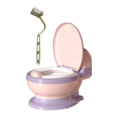 perfk Toilettentrainings-Toilettensitz für Kleinkinder, kompakte Größe, leicht zu reinigen (Bürste im Lieferumfang enthalten), realistischer, PVC-Sitzring Rosa von perfk