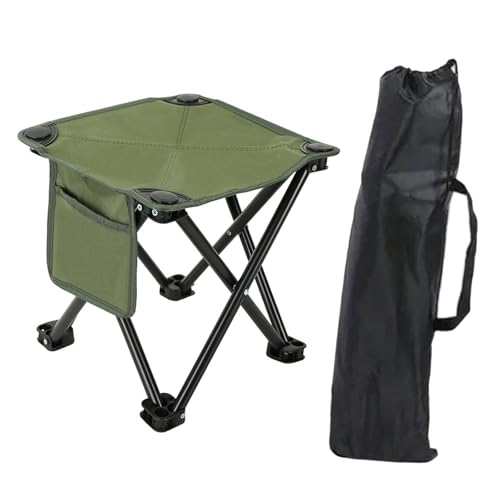 perfk Tragbarer, Faltbarer Campinghocker mit Seitentasche, kompakte Fußstütze, Mini-Klappstuhl zum Angeln, Grillen, Gartenpicknick von perfk