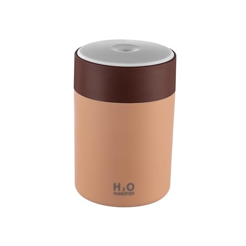 perfk Tragbarer 300-ml-Nebelbefeuchter mit mehrfarbigem Licht, kleine automatische Abschaltung für Yoga, Arbeit und Sport, braun von perfk