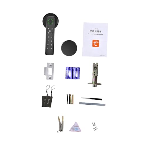 perfk Türschloss mit Fingerabdruck, schlüsselloses Schloss, biometrischer Türknauf, praktische Passform 40–60 mm, unterstützt mehrere Sprachen für den von perfk