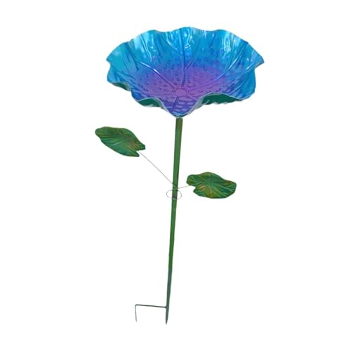 perfk Vogelbad, Lotusblatt-Vogelfutterschale mit Metallpfahl, Vogelbadschalensockel für die Dekoration von Rasen und Hinterhof, Blau perfk Vogelbad, Lotusblatt-Vogelfutterschale mit Metallpfahl, Vogelbadschalensockel für die Dekoration von Rasen und Hinterhof, Blau von perfk