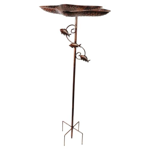perfk Vogelbad Schale Fisch Deko mit Gartenstecker Vogelfutterschale von perfk