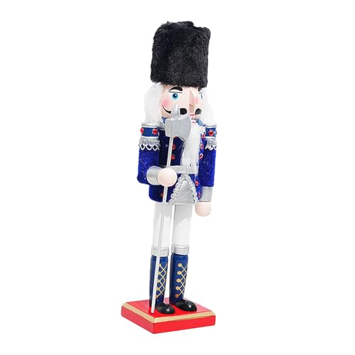 perfk Weihnachten Nussknacker Ornament Statue Desktop Handwerk Holz Nussknacker Puppe Nussknacker Figuren für Tisch Dekoration, Blau von perfk