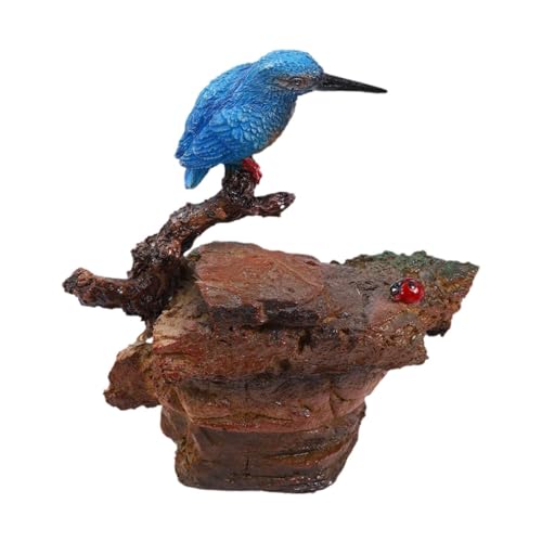 perfk auf Zweig Figur Skulptur Dekorative Harz Realistische Desktop Statue Modell für Geschenk Büro Bauernhaus Arbeitszimmer Garten, Blauer Vogel von perfk