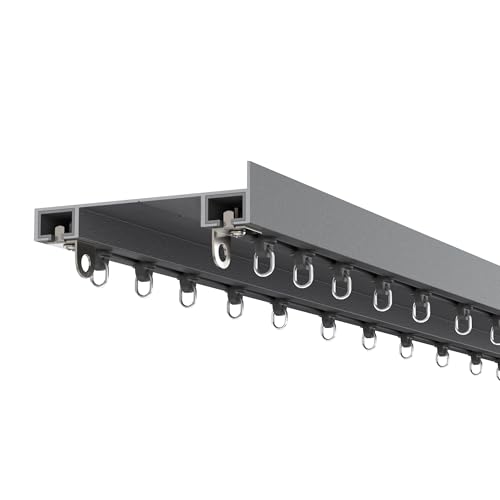 pergomondo Gardinenschienen-Set für Pergola Vorhangschiene, Schiene, aus Aluminium, mit integrierten Haken, 3 x 3 m, Anthrazit von pergomondo