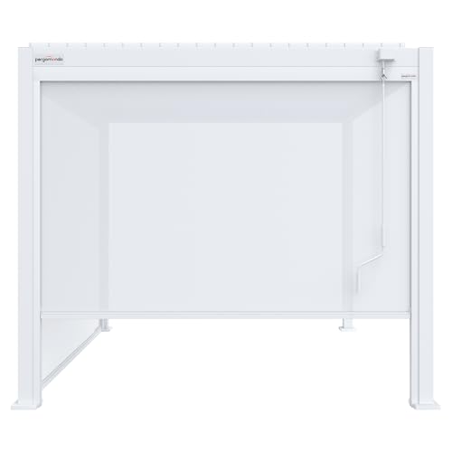 pergomondo Screen-Rollo Außenrollo für Pergola mit Lamellendach Sichtschutz Sonnenschutz Aluminiumrahmen,3 m, weiß von pergomondo