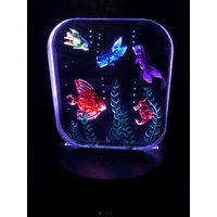 Fisch Nachtlicht Aquarium 3D Hand Geschnitzt Batteriebetrieben Usb Licht Farbwechsel Geätzt Ozean Marine Graviert Personalisierte Liebhaber von PersonalEtchings