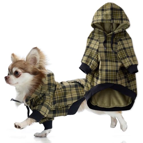 Pet Passion Rocky II - Der extra bequeme Hoodie aus Bio-Baumwolle und recyceltem Poly-Hundepullover für kleine, mittelgroße und große Hunde, Olivgrün Chesterfield-Plaid, Größe M von pet passion