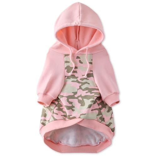 Pet Passion Rocky II - Der extra bequeme Hoodie aus Bio-Baumwolle und recyceltem Poly-Hundepullover für kleine, mittelgroße und große Hunde, Pink Half Camo, XS von pet passion
