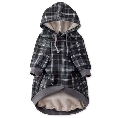 Pet Passion Rocky II - Der extra bequeme Hoodie aus Bio-Baumwolle und recyceltem Poly-Hundepullover für kleine, mittelgroße und große Hunde, schwarzes Sandkaro, Größe M von pet passion