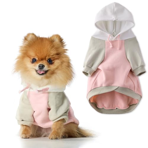 Pet Passion Rocky II – Der extra bequeme Kapuzenpullover aus Bio-Baumwolle und recyceltem Polyester, Hundepullover für kleine, mittelgroße und große Hunde, rosa Farbblock, Größe XS von pet passion