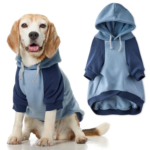 Pet Passion Rocky II – Der extra bequeme Kapuzenpullover aus Bio-Baumwolle und recyceltem Polyester für kleine, mittelgroße und große Hunde, Marineblau, Farbblock, Größe M von pet passion