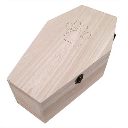petbye Holz Haustiersarg mit Satin Innenverkleidung - Größe XL für mittelgroße Haustiere - Tiersarg mit festem Metallverschluss - Sarg Natur aus hochwertigem Holz von petbye