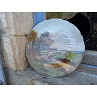 Antike Limoges Porzellan Servierplatte J Pouyat 1890-1932 Signiert Lecram Decorator Gemälde Handgemalte Landschaft von petitbrocante