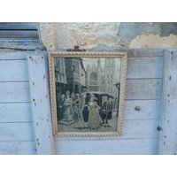 Vintage Antike Französisch Xixeme Jahrhundert Neyret Freres Seidendamast Wandteppich Umrahmt Paris Notre Dame Le Joyeux Rendez Vous von petitbrocante