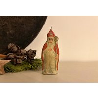 Zauberhafter Vintage Pappmachee Nikolaus in Rotem Gewand von petitfleurbrocante