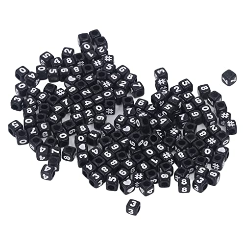 300pcs nummer Perlen schwarzer Würfel Acryl für DIY -Schmuck, die Armbänder Halsketten Schlüsselketten machen von petjoyful