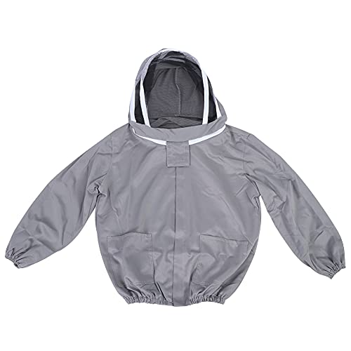 Bienenzuchtschutzschleimjacke Bienenanzug Smock Doppelzippers Accessoire Grey White Polyester Baumwolle Durchschnittsgröße (Grau) von petjoyful