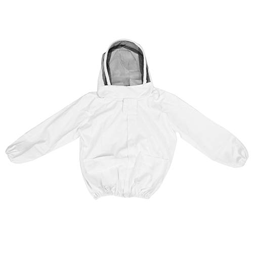 Bienenzuchtschutzschleimjacke Bienenanzug Smock Doppelzippers Accessoire Grey White Polyester Baumwolle Durchschnittsgröße (Weiß) von petjoyful