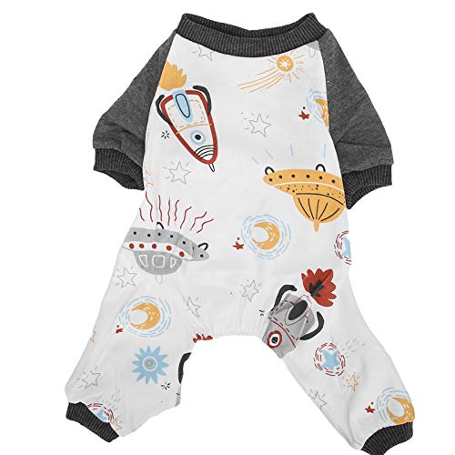 Welpen Jumpsuit Strick -Pyjamas süßes Raumschiffmuster weicher Frühling Puppy Cloth Hundeanzug (S) von petjoyful