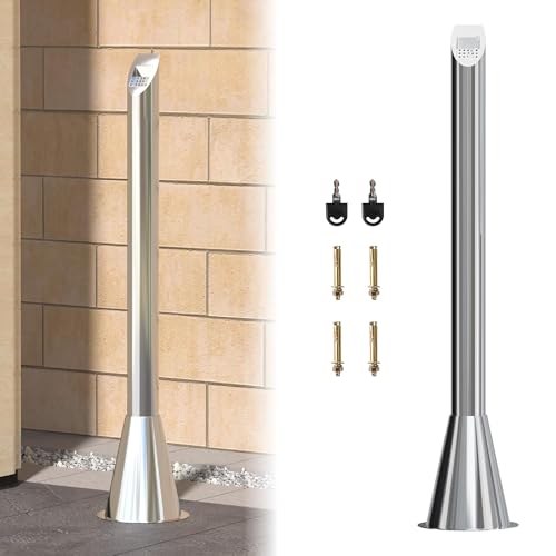 petour Edelstahl Stoßbehälter Entsorgung, Boden Standasche im Freien mit Schlüssel, gewerblicher Mülleimer für Wohnungen Büros Restaurants Bars Convenience-Stores, Silber 61 x 61 x 119 cm trash can von petour