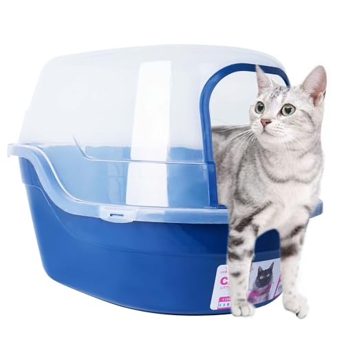 petphabet XXL Katzentoilette mit Abdeckung, Jumbo Hooded Katzentoilette Haubentoilette für Große Katzenrassen oder Muti-Katzen 63x49x42 cm (Marineblau) von petphabet
