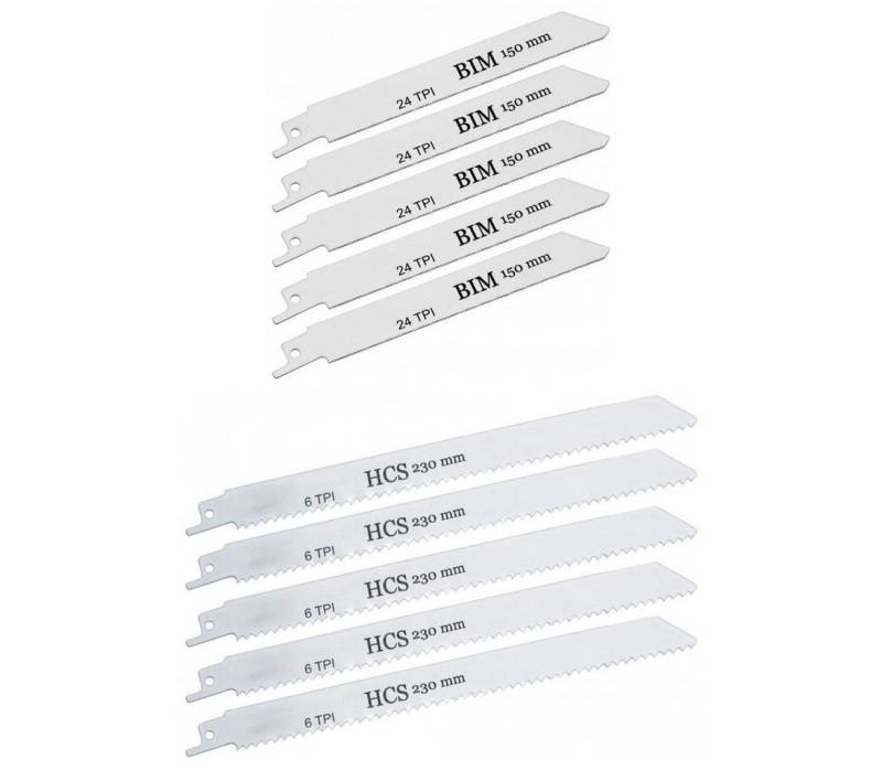 CMC Säbelsägeblatt Sägeblätter Säbelsägeblätter 150mm 230mm für Holz, Kunststoff, (10-St), 2 Sorten im Set (Metall, Holz) von CMC