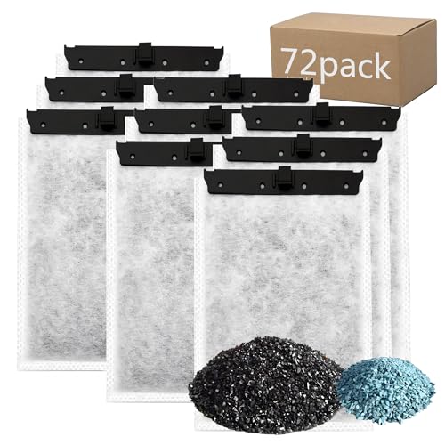 Aquarium 72 Stück Medium Filterkartuschen mit Zeolith, kompatibel mit Whisper Filters 10i, IQ10, PF10 Power Filters von pewyoke