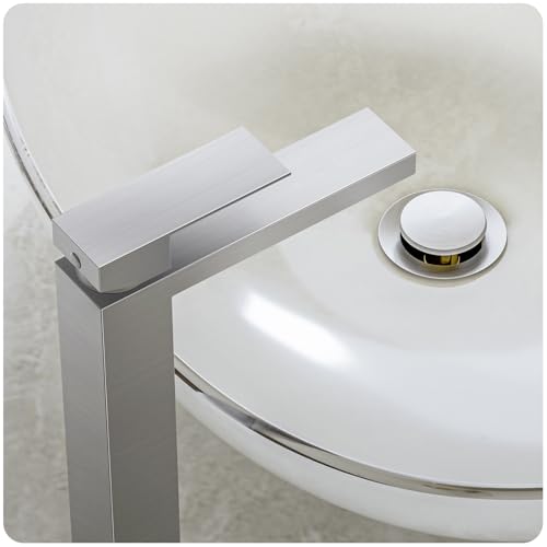 Phiestina BF3530P-BN-V-vine2 Einloch-Wasserhahn aus gebürstetem Nickel, Einloch-Einhebel-Wasserhahn, moderner Waschbeckenarmatur, mit Pop-Up-Ablauf und Wasserzufuhrleitung, BF3530P-BN-V-vine2 Phiestina BF3530P-BN-V-vine2 Einloch-Wasserhahn aus gebürstetem Nickel, Einloch-Einhebel-Wasserhahn, moderner Waschbeckenarmatur, mit Pop-Up-Ablauf und Wasserzufuhrleitung, BF3530P-BN-V-vine2 von phiestina