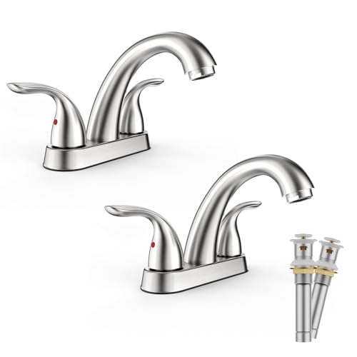 Phiestina Centerset BF008-5-BN-2PACK 10,2 cm gebürstetes Nickel, 2 oder 3 Löcher, 2 Griffe, Badezimmer-Wasserhahn mit Kupfer-Ablauf- und Wasserversorgungsleitungen, 2 Stück Phiestina Centerset BF008-5-BN-2PACK 10,2 cm gebürstetes Nickel, 2 oder 3 Löcher, 2 Griffe, Badezimmer-Wasserhahn mit Kupfer-Ablauf- und Wasserversorgungsleitungen, 2 Stück von phiestina
