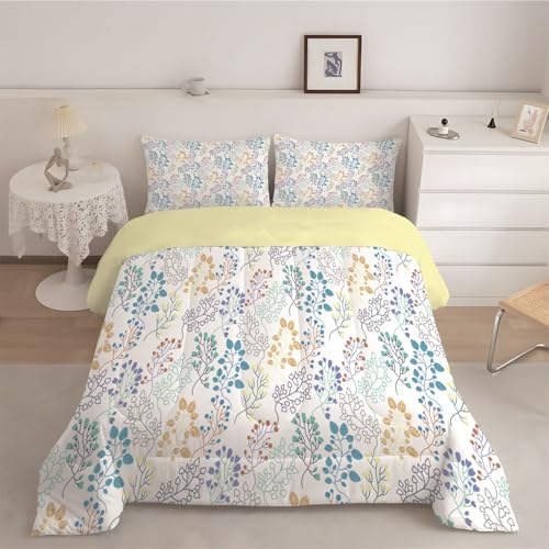 phonxia Bettdecke 200x200 4 Jahreszeiten, Muster Bettdecke ohne Bezug Nutzbar Waschbare Abstrakt, Leicht Weiche Steppdecke Schlafdecke Wende Gelb mit 2 Kissenbezug J53 von phonxia