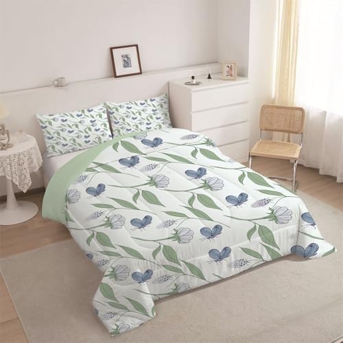 phonxia Bettdecke 200x200 4 Jahreszeiten, Wende Abstrakt Steppdecke Waschbare Bohème - Bettdecke ohne Bezug Nutzbar, Schlafdecke 220GSM, Ganzjahresdecke Grün mit 2 Kissenbezug J52 von phonxia