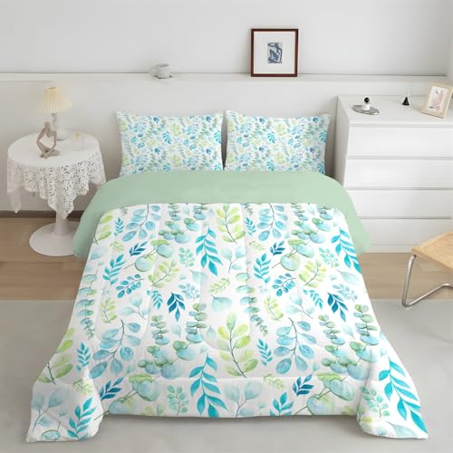 phonxia Bettdecke 240x260 4 Jahreszeiten, Abstrakt Waschbare Bettdecke ohne Bezug Blumenmuster - Steppdecke 4 Jahreszeiten Wende Wende Weiche Ganzjahresdecke Grün mit 2 Kissenbezug J70 von phonxia