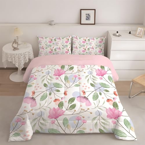 phonxia Bettdecke 240x260 4 Jahreszeiten, Bohème Bettdecke ohne Bezug Nutzbar Blumen - Steppdecke Waschbare Wende Weiche SchlafdeckePink Duvet mit 2 Kissenbezug J71 von phonxia