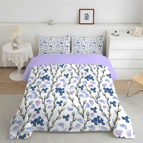 phonxia Bettdecke 240x260 4 Jahreszeiten, WendeBotanischen Steppdecke Waschbare Dschungel - Bettdecke ohne Bezug Nutzbar, Schlafdecke 220GSM, Ganzjahresdecke Lila mit 2 Kissenbezug J62 von phonxia